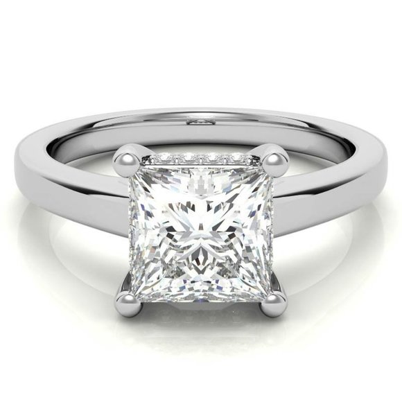 3.0Carat -9.0mm Princess Cut Moissanite Engagement Ring With Hidden Halo - Picture 5 of 16